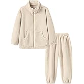 Mud Kingdom Flannel Pajama Set for Girls Boys Stand Collar Long Sleeve Sleepwear with Slant Pockets