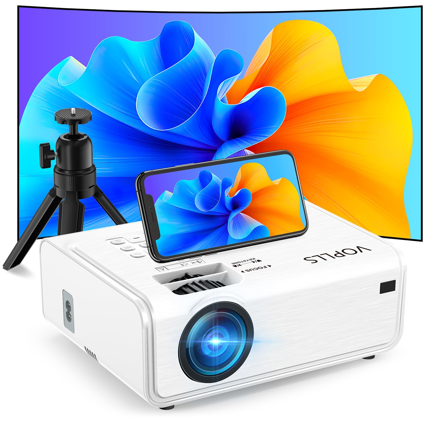 [Electric Keystone 6D/4P] Projector 4K, 5G WiFi Bluetooth Projector 26000L, VOPLLS Native 1080P Projectors with PPT, Zoom, Outdoor Projectors for TV Stick/iOS/Android