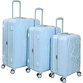 Bioworld Disney Lilo & Stitch Face Blue Adult 20", 24" and 28" 3-Piece Rolling Luggage Set