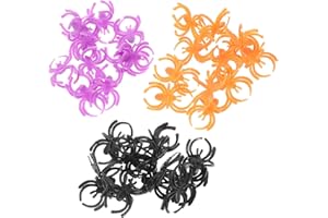 Wakauto 60 Pcs Halloween Spider Rings Set for Bulk Colorful Plastic Spider DIY Halloween Party Accessories