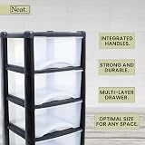 Neat 4-in-1 Space-Saving Office & Home Plastic Storage Drawers Black/Clear 80cm view 5