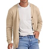 NITAGUT Men's Vintage Striped Long Sleeve Cardigan Sweater with Button V Neck Knitted Sweaters