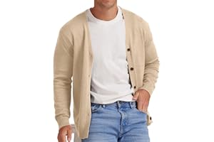 NITAGUT Men's Vintage Striped Long Sleeve Cardigan Sweater with Button V Neck Knitted Sweaters