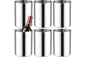 6 Pack Wine Chiller Bucket 750 ML Champagne Bucket Stainless Steel Wine Chillers for Bottles Keeps Cold for Hours Cooler Insu