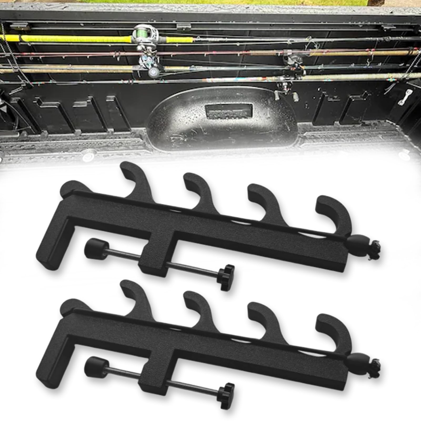 Photo 1 of Falnvita Fishing Rod Holder for Truck Bed Holds 4 Fishing Rods, Truck Bed Rail Fishing Pole Rack Storage, Easy Kayak Rack/Truck Bed Fly Rod Holder, for 2.36" Thick Rails