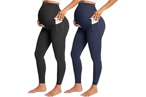 BONVIGOR Nudi Maternity Leggings Over The Belly Pregnancy Leggings with Pockets Workout Activewear Yoga Pants