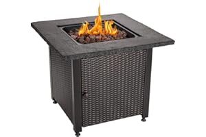 Endless Summer Propane Fire Pit Table 30 Inch Outdoor Gas Fire Pit, 50,000 BTU with Rock-Like Top, Cover, Lid, and Lava Rocks, Add Warmth and Ambiance to Your Backyard, Patio, Deck