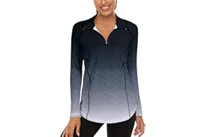 Luranee Womens UPF 50+ Long Sleeve 1/4 Zip Pullover Athletic Hiking Running Workout Tops