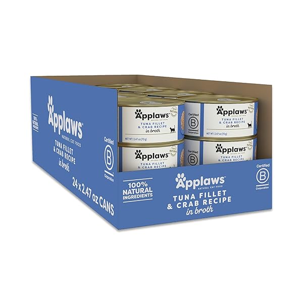APPLAWS NATURAL WET CANNED CAT FOOD, LIMITED AND NATURAL INGREDIENTS, HIGH PROTEIN WITH NO ARTIFICIAL ADDITIVES, TUNA FILLET & CRAB IN BROTH