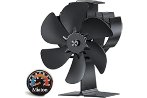 Miaton Wood Stove Fan Heat Powered | Non Electric Heat Activated Fan for Wood Burning Stove/Log Burner | Thermoelectric Fireplace Fan| w/Stove Accecories Thermometer