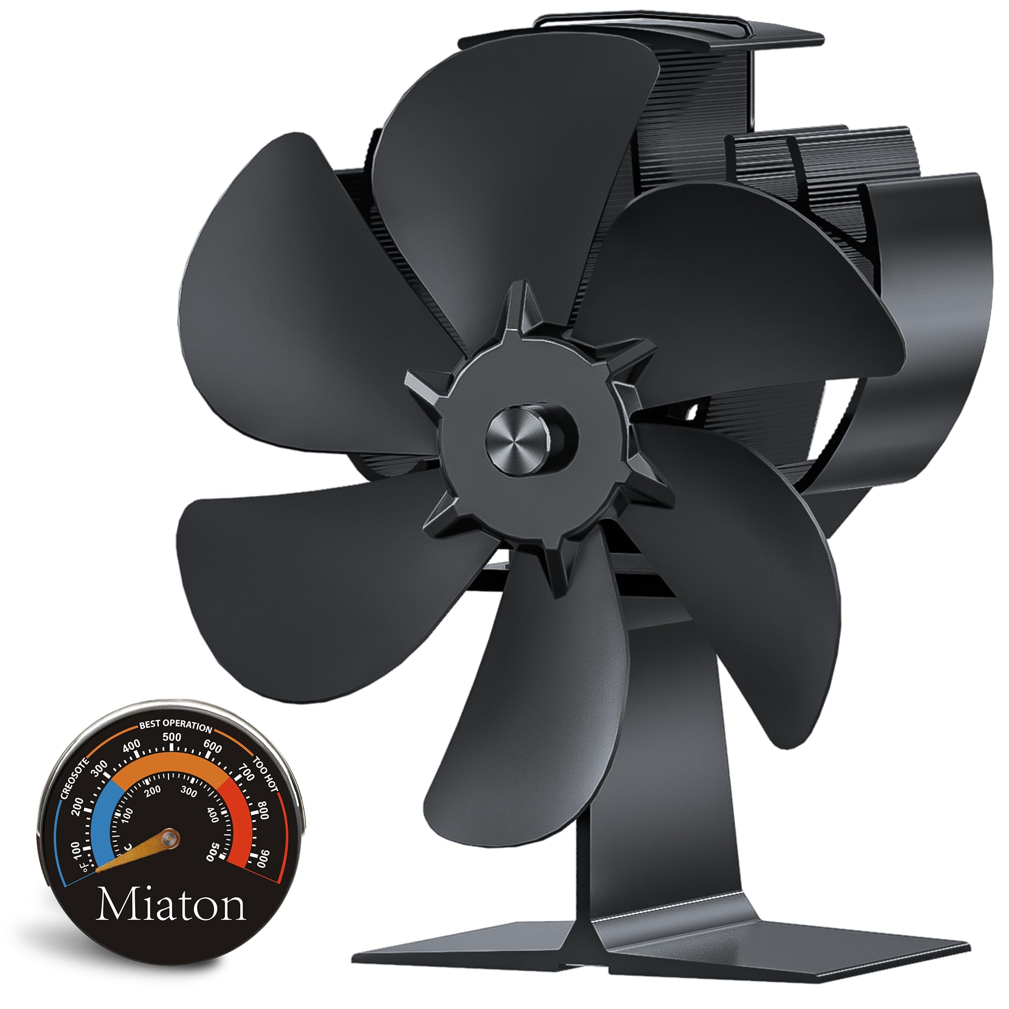Photo 1 of Miaton Wood Stove Fan Heat Powered | Non Electric Heat Activated Fan for Wood Burning Stove/Log Burner | Thermoelectric Fireplace Fan| w/Stove Accecories Thermometer