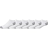 Columbia Men's Half Cushion No-Show Extended Socks 3 Pair, White w/Contrast Heel & Toe, Extended Size