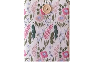 BIRDIEQPLUSTWO Embroidered Kindle Sleeve - Fits Paperwhite (6” & 6.8”), Signature, Oasis, Kobo Clara, Nook Glowlight - Padded Cover for E-Readers & Tablets, Multiple Colors (Pink Floral - Button)