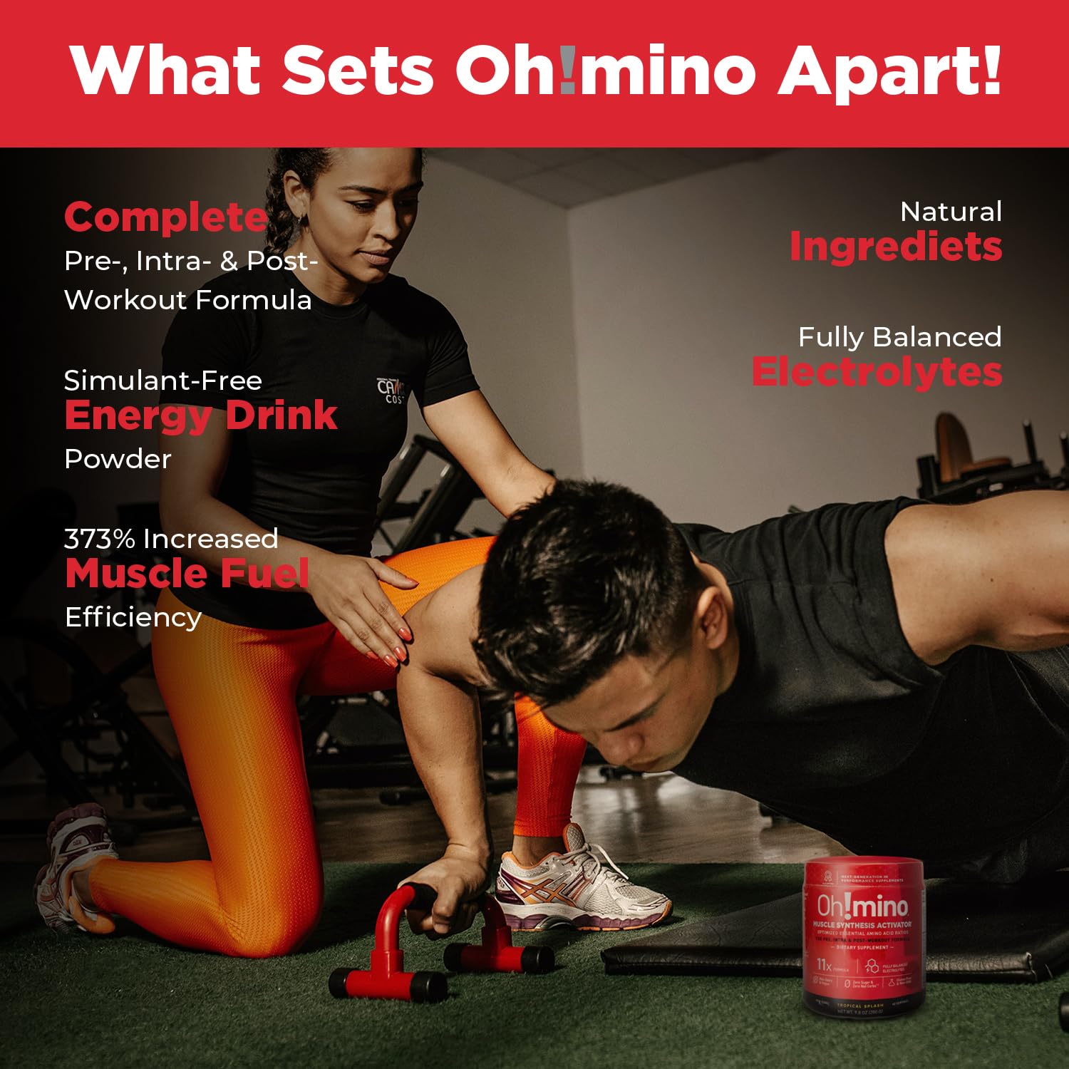 Oh!mino Essential Amino Acids Supplement. Tropical Splash, Stimulant-Free Powder. All 9 EAAs, BCAAs and The Perfect Amino for Workouts, Amino Energy, and to Build Muscle, and Recover Faster.