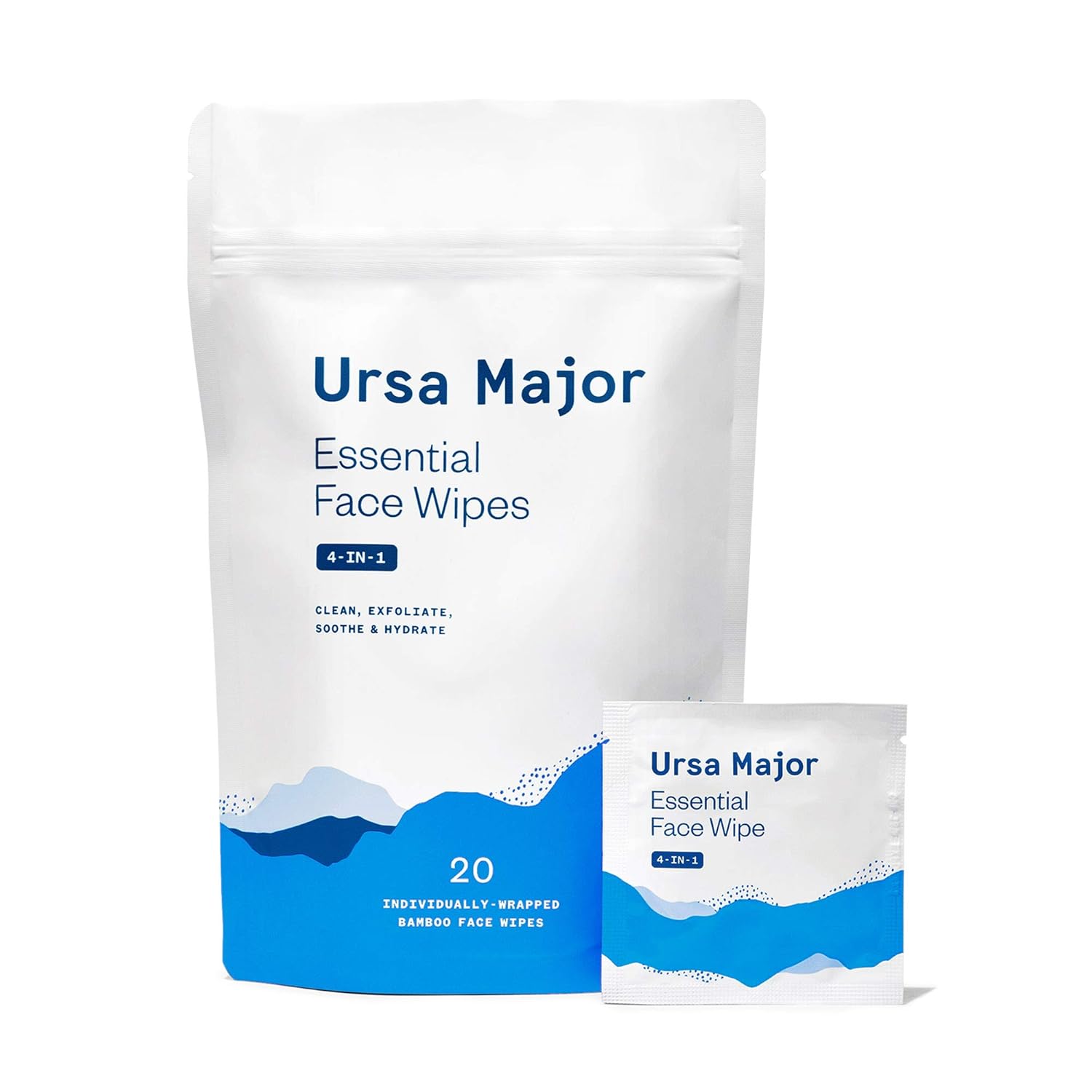 Ursa Major Essential Face Wipes | Natural, Biodegradable, Cruelty-Free | Cleanse, Exfoliate, Soothe and Hydrate | 20 Count: Beauty