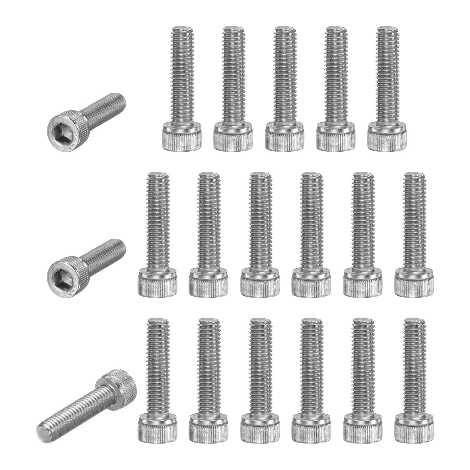 M METERXITY 20-Pack Socket Head Cap Screws Bolts M6x25mm 1mm Pitch Button Head Socket Screws 304 Stainless Steel Hex Socket Bolts [Silver]