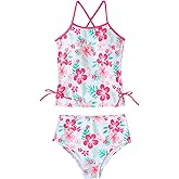 Sewetier Girls Tankini Swimsuit 2-Piece Beach Sport Bathing Suit Set Hawaiian Swimwear for 5-12Years