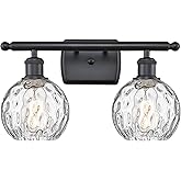 Innovations Lighting Athens Water Glass 11" High Matte Black 2-Light Wall Sconce