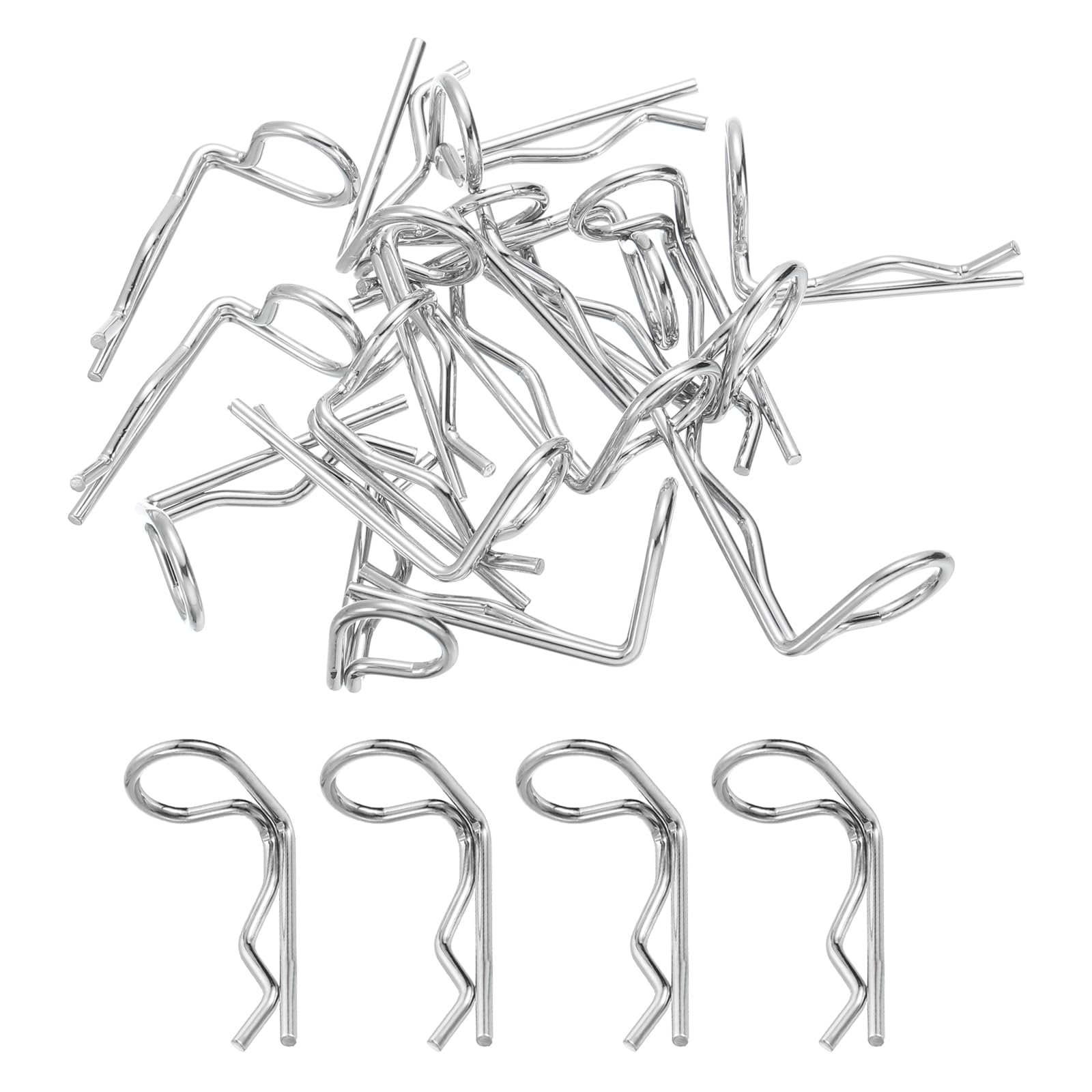 sourcing map 30pcs 90-Degree Angle RC Body Clips Bent Springy R Pins 23x1.4x7mm for All 1/8 1/10 1/12 Scale Model RC Car Crawler Truck,Shell Replacement Parts(Silver)