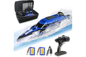 JOY SPOT! RC Speed Boat for Kids - 20+ MPH Fast Remote Control Boat for Pools Lakes with Portable Storage Pack, 4 Channel 2.4 GHZ and Rechargeable Battery, Summer Outdoor Water Toy Birthday Toys for Boys Teens
