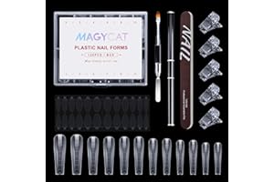 MAGYCAT Nail Dual Forms for Poly Gel Set, 120 Pcs Coffin Shape Nail Poly Gel Extension Forms with Nail Clips Gel Brush Picker Nail Files , Gel Nail Mold kit for Nail Art Design Salon DIY