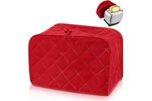 PSYQTSUARY Toaster Cover 2 Slice, Two Slice Bread Machine Cover Quilted Toaster Covers Bread Maker Cover Universal Size Kitchen Appliance Cover Polyester and Cotton Quilted, Dust and Fingerprint Protection, Red