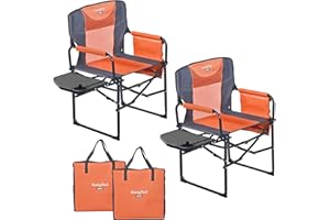 SUNNYFEEL Camping Directors Chair, Heavy Duty,Oversized Portable Folding Chair with Side Table, Pocket for Beach, Fishing,Trip,Picnic,Lawn,Concert Outdoor Foldable Camp Chairs
