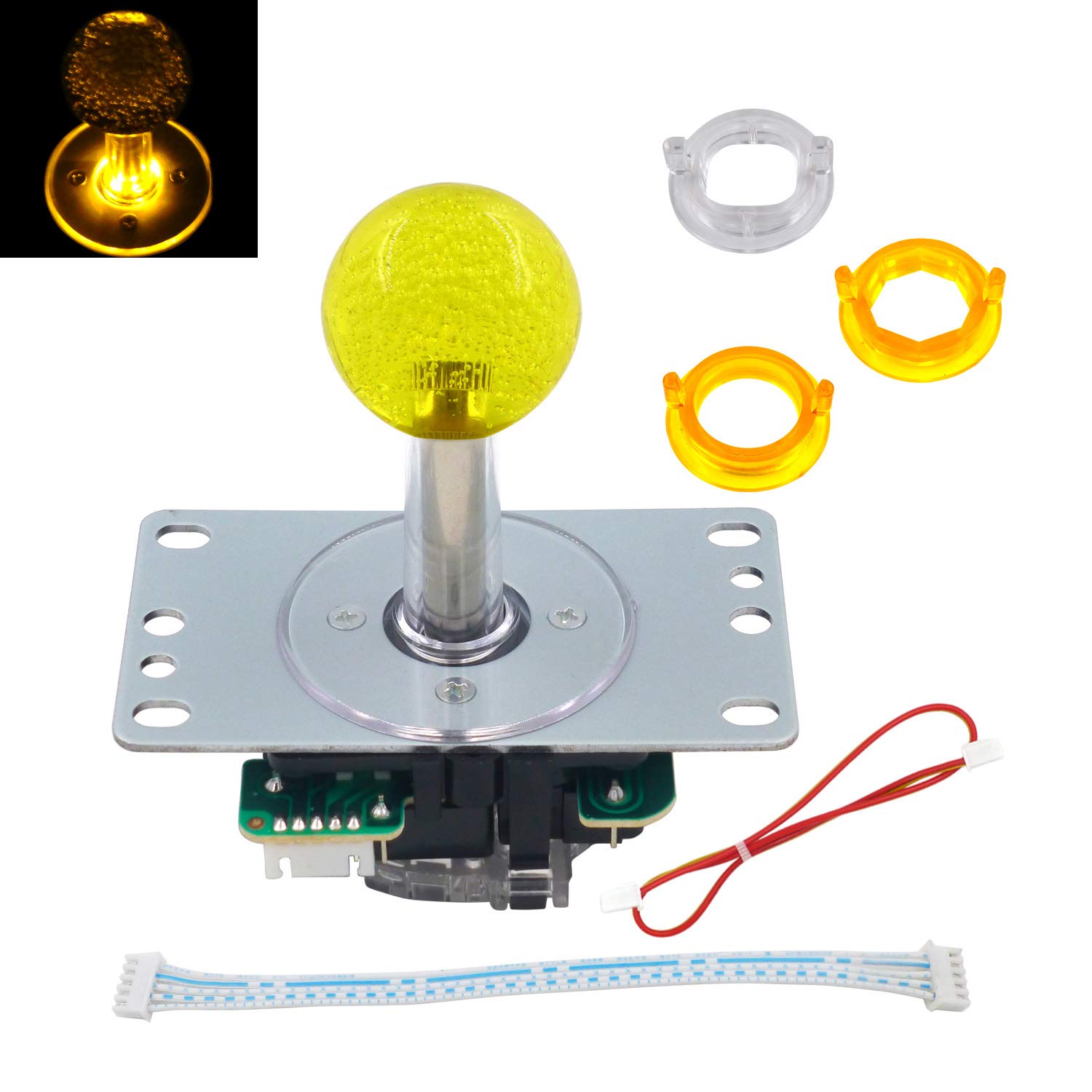 SJ@JX Arcade LED Joystick SANWA Style Fight Joystick LED Stick Retro LED Joy Circular Limiter Octagonal Limiter for Retro Pie Raspberry Pi MAME Jamma SANWA