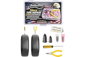 SNAGGED Tire Repair Screws Type Plugs Kit,Flat Head Rubber Phillips Nail Tirefix Heavy Duty Self Sealing,Tight Patch Puncture