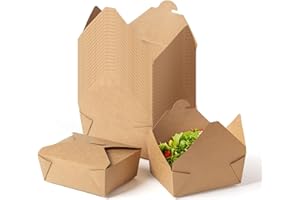 PakTalk Take Out Food Containers 47 Oz Kraft Lunch Food Boxes, Disposable Storage, Microwave Safe, Leak and Grease Resistance Food Containers for Restaurant, Cater (40Pack, Brown)