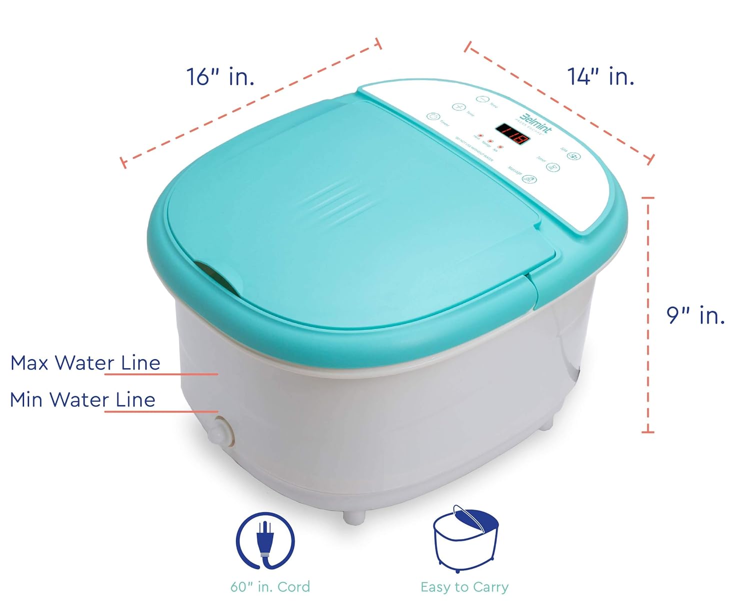 Foot Spa Bath Massager with Heat - Feet Soaking Tub Features 6 Shiatsu Massage Rollers, Rotting Callus Remover, Adjustable Time & Temperature - Stress Relief for Fatigue and Tired Feet: Beauty