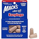 Mack's Ultra Soft Foam Earplugs, 10 Pair - 32dB Highest NRR, Comfortable Ear Plugs for Sleeping, Snoring, Work, Travel and Lo