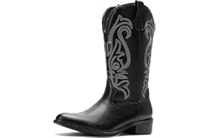 TruVeld Mens Cowboy Boots with Pointed Toe Retro Western Style and Embroidery Botas Vaqueras para Hombre