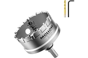 Mollom (2-3/4''|70mm) Heavy Duty Carbide Hole Saw with 2 Pilot Drill Bits, Hole Cutter cuts Stainless Steel, mild Steel, Iron, Copper, Brass, Plastic