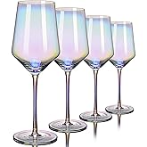 CUKBLESS Red Wine Glasses Set of 4, 20 oz Iridescent Hand Blown Wine Glasses, Long Stem Glasses for Red or White Wine, for Birthday, Wedding