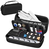 YOREPEK Golf Glove Holder with Removable Glove Shaper, Golf Valentines Gift, Protective Hard Shell Golf Accessories Case Bag with 2 Dividers Fits Balls, Tees, Markers, Cool Gifts for Golfers