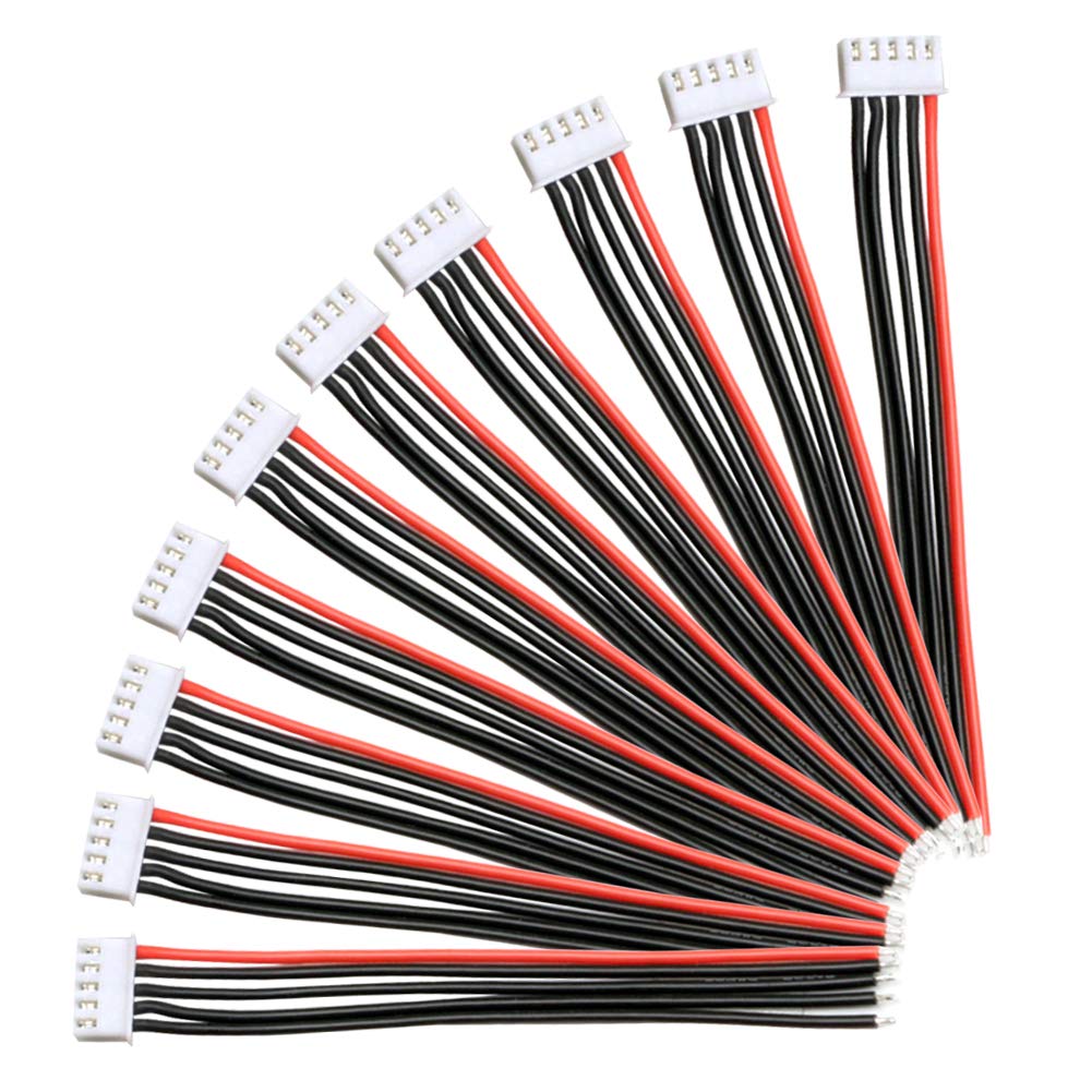 YIXISI 10 PCS JST-XH 4S Balance Extension Cable Lead Wire, JST-XH Connector Plug Lead Cable with 15cm 22awg Silicone Cord