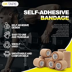 OK TAPE 12 Rolls Self Adhesive Bandage