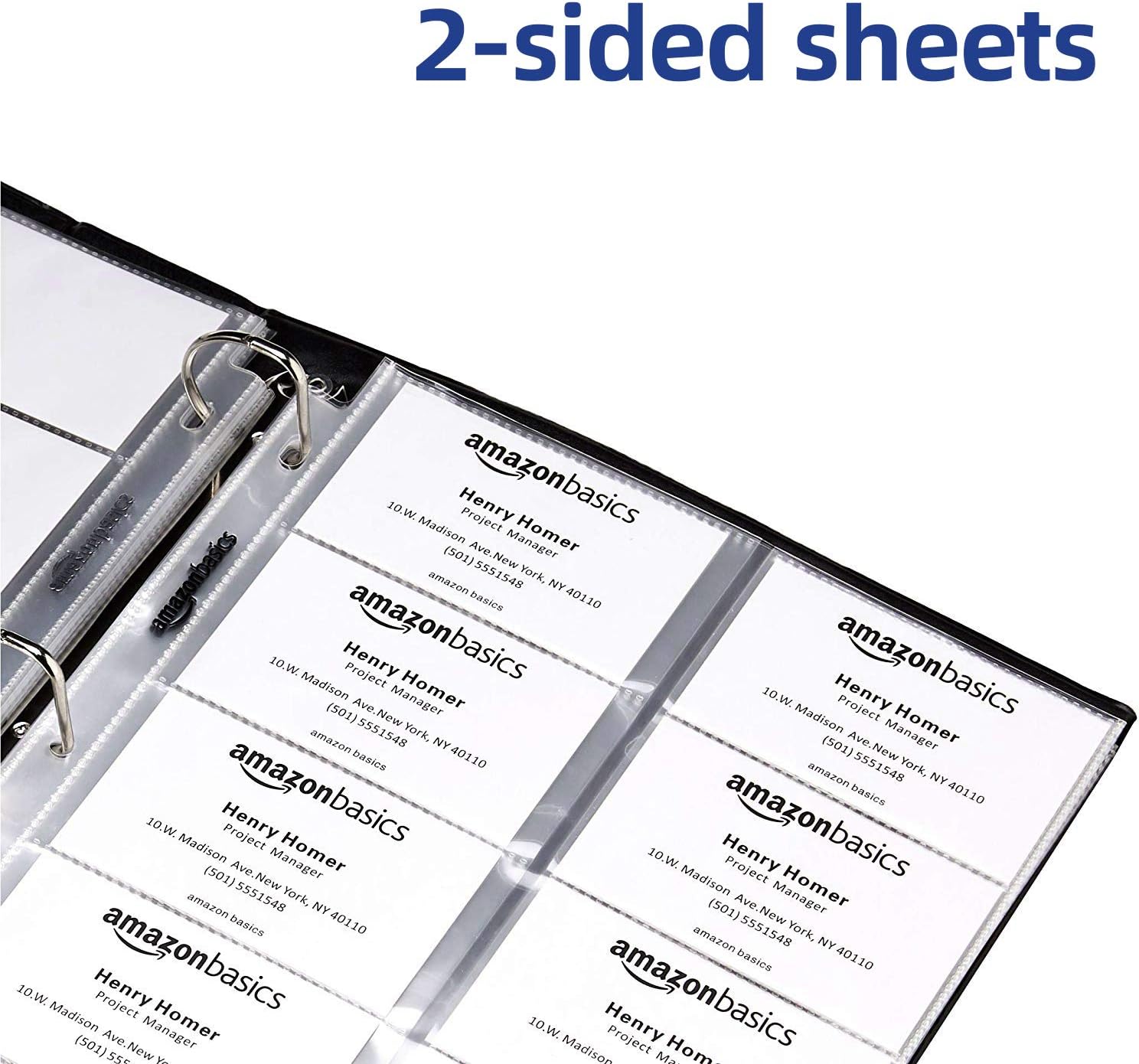 Basics Plastic Business Card Holder Protector Pages for 3-Ring Binder, 25-Pack : Office Products