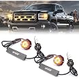 thumbnail image 2 of Xprite Amber LED Hideaway Strobe Lights Kit 20 Flashing Patterns W/Control Panel Headlights Taillights Fog Marker Light Mounting, For Construction 2 of 11