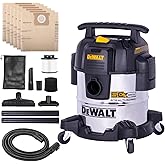 DEWALT 5 Gal Stealthsonic Shop Vacuum Wet and Dry, Ultra-Quiet Stainless Steel Shop Vac, 4 HP Heavy-Duty Vacuum Cleaner with 