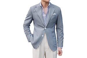 LYOUCI Men Seersucker Sports Jacket Suits Coat Classic Summer Blazer Seersucker Suit for Men Beach Wedding Tuxedo Blazers