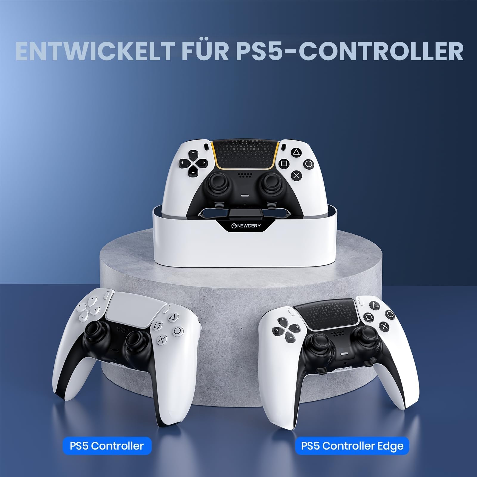 NEWDERY PS5 Controller Ladestation, Schnellladestation für PlayStation 5 Controller, Einzel Controller Ladeständer als Ersatz für PS5 Controller und PS5 Pro Controller 4