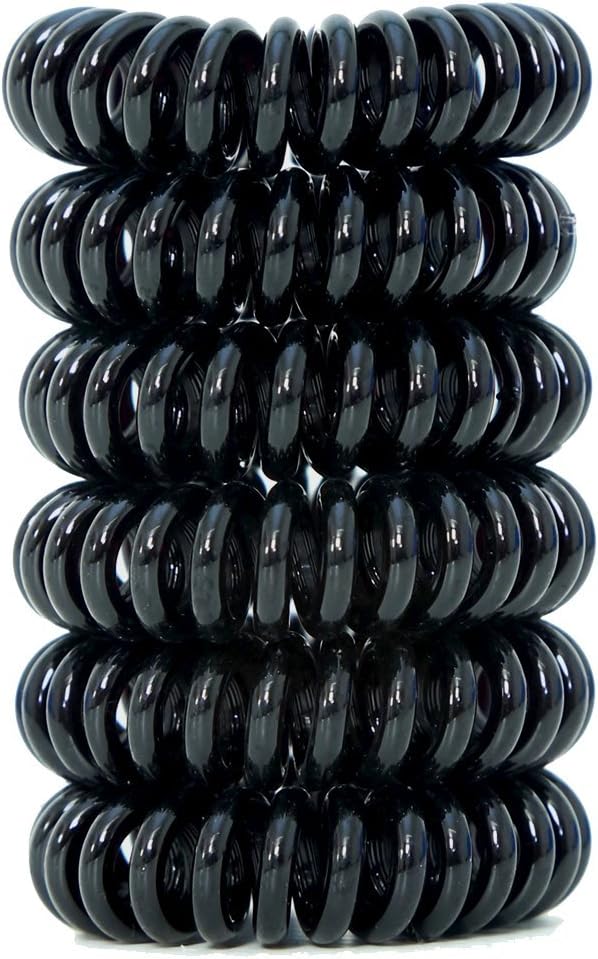 Spiral Hairband - Black - Gifts for Woman - Elastic Coil Shape - No Pain No Crease No Pull - Minimum Hair Loss Maximum Hair Hold