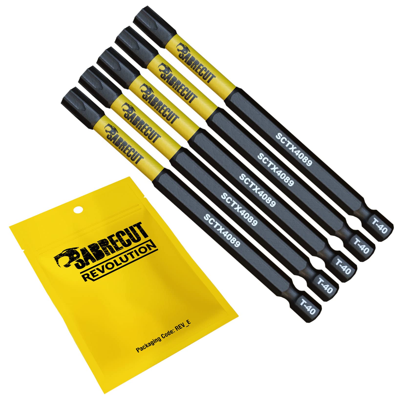 5 x SabreCut SCTX4089_5 89mm T40 TX40 Magnetic Impact Screwdriver Driver Bits Set Torx Heavy Duty