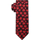 KOOELLE Men's Heart Necktie Tie Holiday Party Black Ties For Men 3.25 inch(8.3cm)