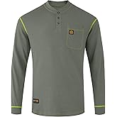 WORKWEYA FR Shirt for Men 5.5oz Lightweight 100% Cotton Flame Resistant Henley Shirt NFPA 2112