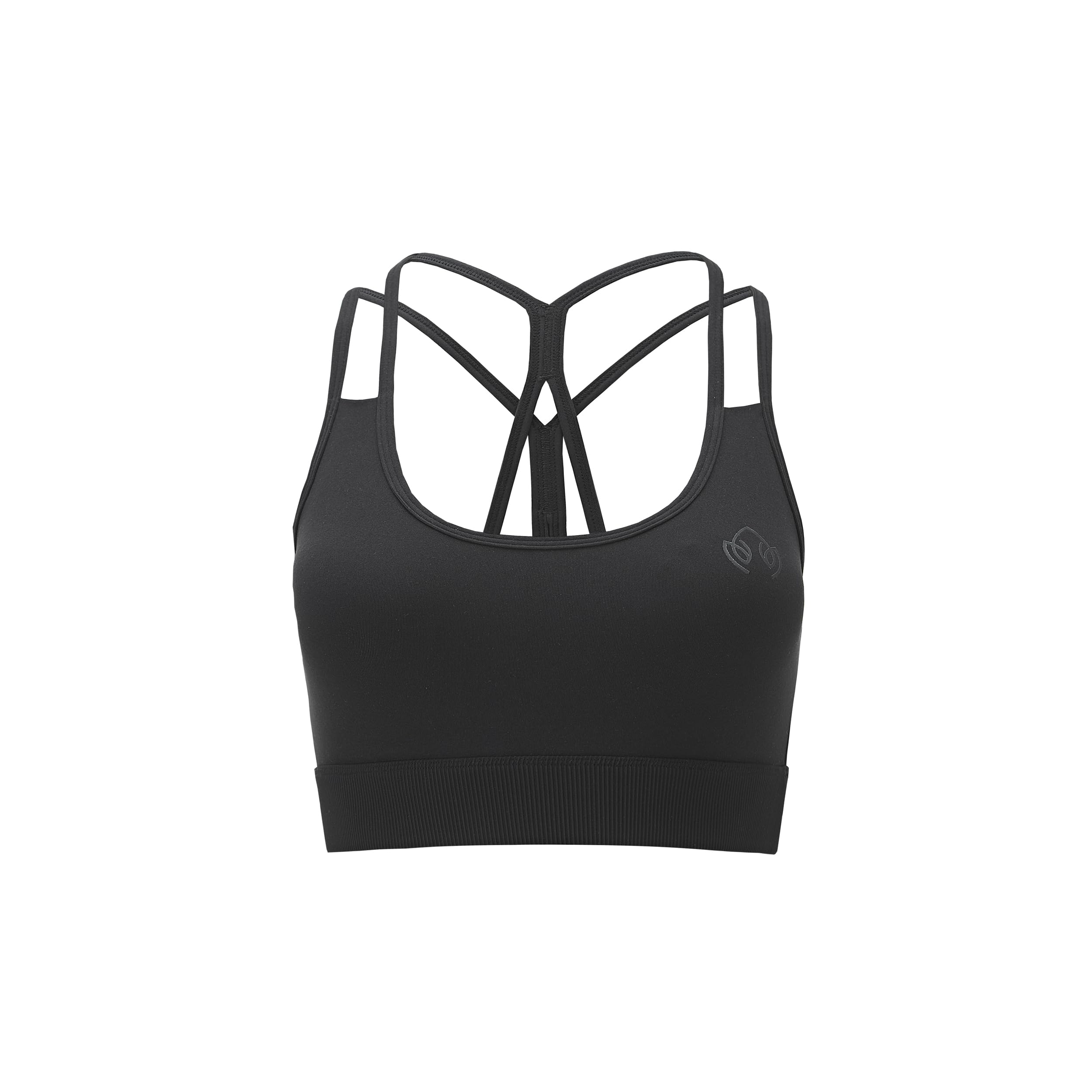 Carlheim Women's Rikke Active Wear Sports Bra Ribbed Panel Sports Bra Black