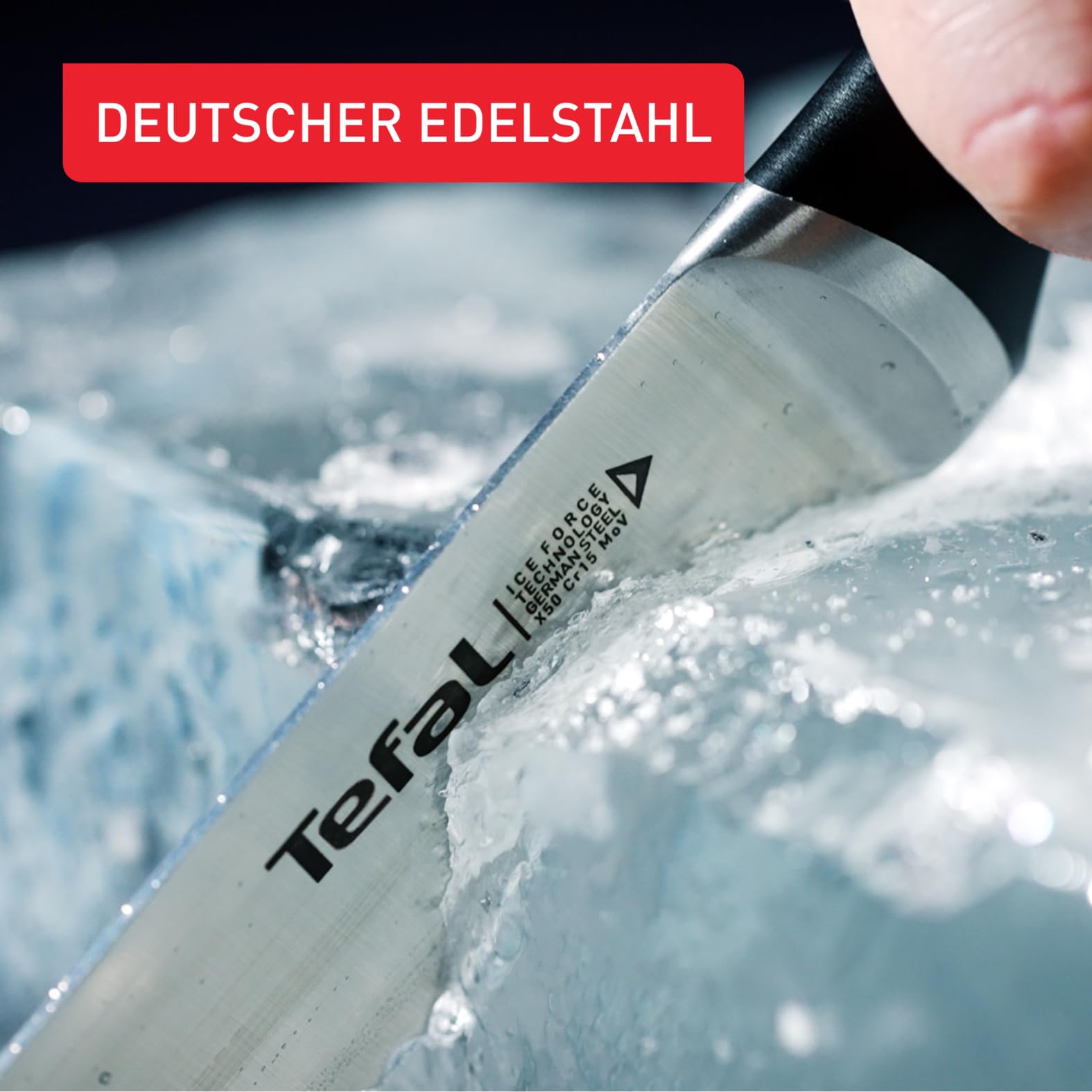 Tefal Ice Force 3er Set, Fleischmesser 20 cm, Santokumesser 18 cm, Universalmesser 11 cm, Edelstahl, schwarz, K232S3 4
