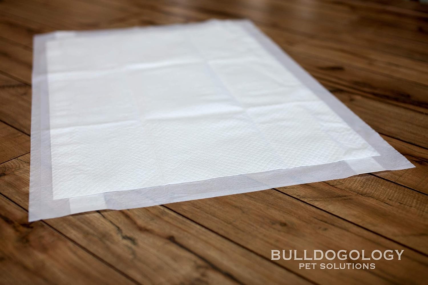 Bulldogology Puppy Pee Pads XL with Adhesive Sticky Tape - Extra Large Dog Training Wee Pads (24x35) 6 Layers with Extra Quick Dry Bullsorbent Polymer Tech (40-Count, White) : Pet Supplies